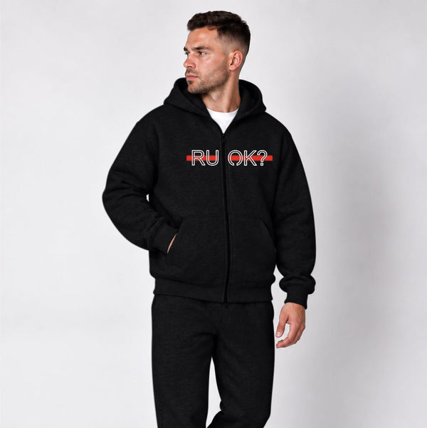 Heavyweight Zip-Up Stigma-Breaking Hoodie - Red Line
